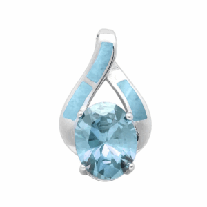Larimar & Aquamarine Fashion .925 Sterling Silver Pendant