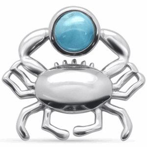 Natural Round Larimar Crab .925 Sterling Silver Pendant